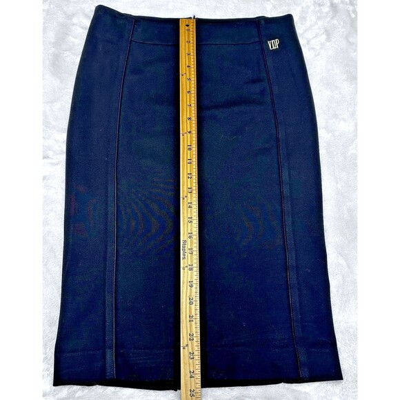 VDP Collection Women Black Stretch Below Knee Pencil Skirt SZ 8/44 Made in Italy - Picture 6 of 13